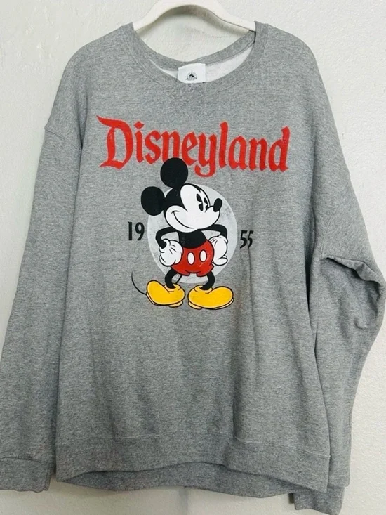 Disney Parks Disneyland Mickey Mouse Gray Crewneck Pullover Sweatshirt Unisex XL - Picture 2 of 8